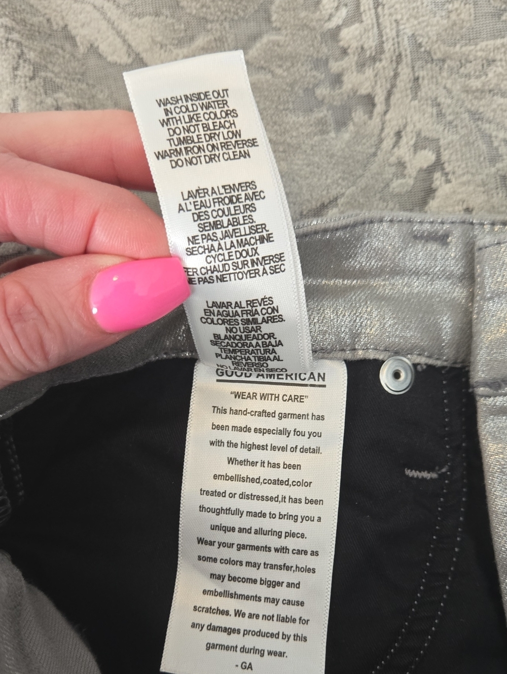 NEW Good American Silver Good Waist Coated Jeans - Picture 9 of 13
